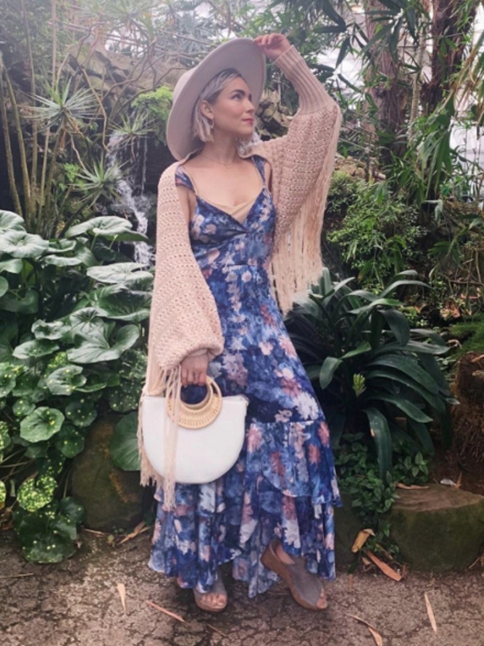 Anthropologie Hurch‎  Blue Floral Tiered Maxi Dress size 6